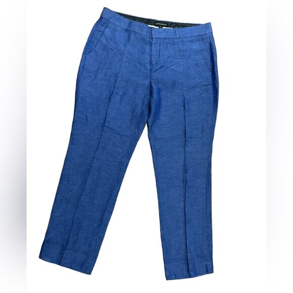 Banana Republic Avery Women’s Size 6 Blue Linen Blend Cropped Dress Pants - Picture 1 of 7